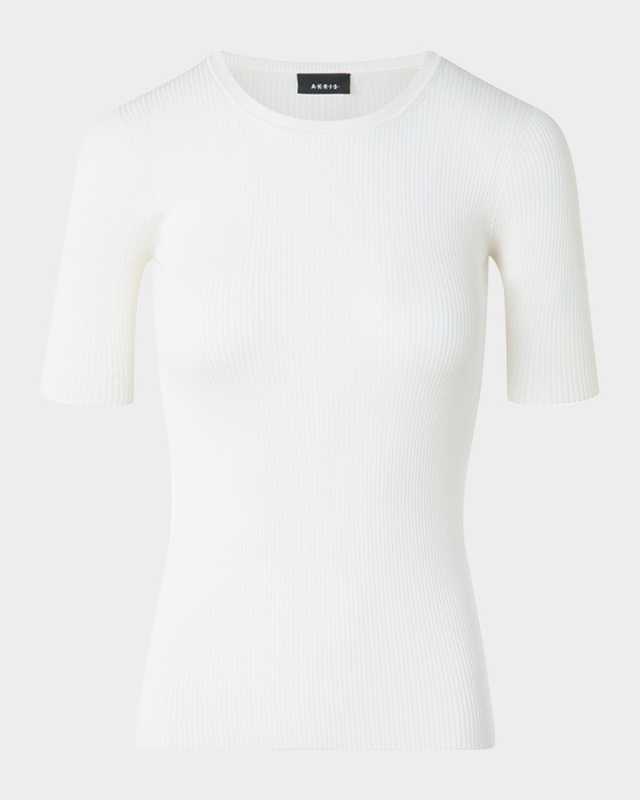 Ribbed Seamless Crewneck Sweater